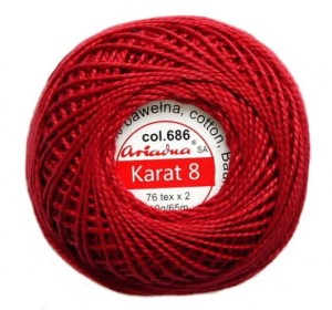 kordonek KARAT 8 kolor 686 ciemna czerwień