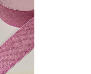 OZDOBNA GUMA BROKATOWA 50 mm RÓŻOWA z paskiem / 10cm